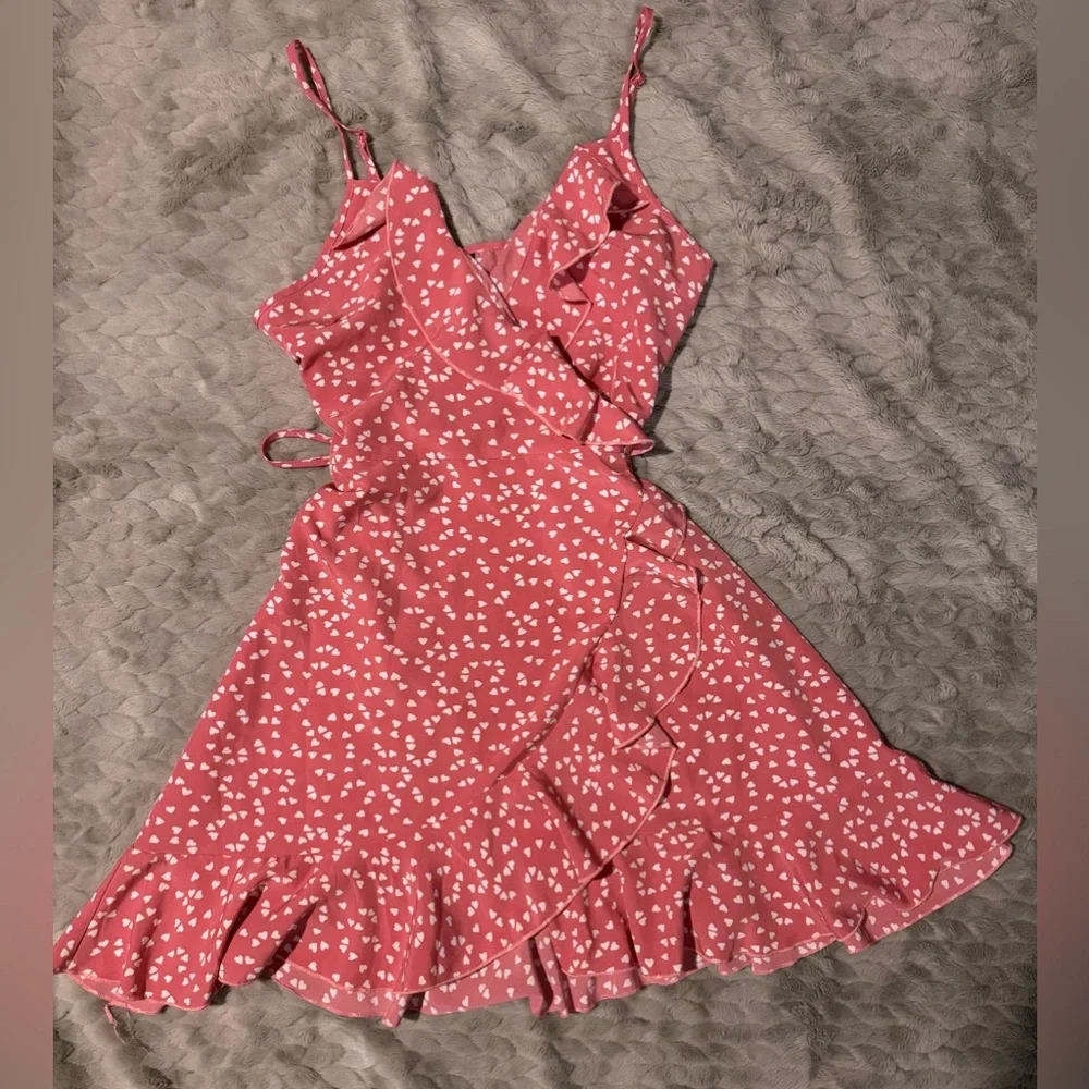 Pink Ruffle Wrap Dress - Picture 1 of 3